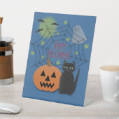 黒猫とかぼちゃのハロウィンイラスト 台座サイン (インサイチュ)