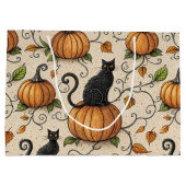黒猫とかぼちゃのハロウィンパターン ラージペーパーバッグ (裏面)
