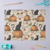黒猫とかぼちゃのハロウィンパターン 薄葉紙 (クラフト)