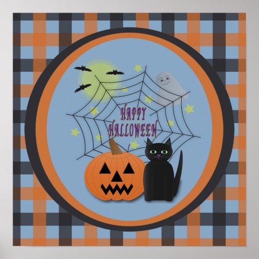 黒猫とかぼちゃのハロウィン ポスター (正面)