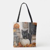 黒猫とかぼちゃのファームハウスハロウィン トートバッグ (裏面)