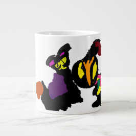 黒猫とかぼちゃの喜びの優しさ ジャンボコーヒーマグカップ