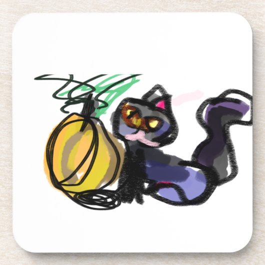 黒猫とかぼちゃの喜び コースター (正面)
