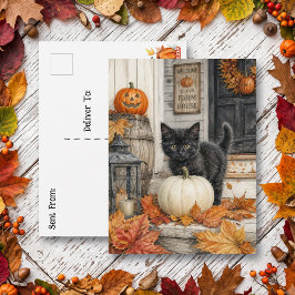 黒猫とかぼちゃ | ハッピーハロウィン ポストカード