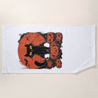 黒猫とかぼちゃ � ハロウィンTシャツアート クラシック ビーチタオル