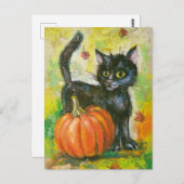 黒猫とかぼちゃ ポストカード (正面/裏面)