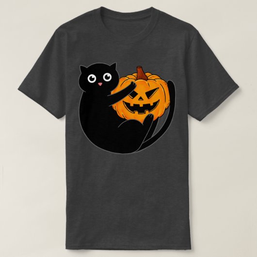 黒猫とかぼちゃ Tシャツ (デザイン正面)