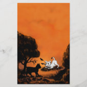 黒猫とこうもりで子犬ハッピーハローウィン! 便箋 (正面)