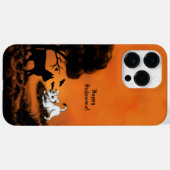 黒猫とこうもりで子犬ハッピーハローウィン! Case-Mate iPhoneケース (裏面 (横))