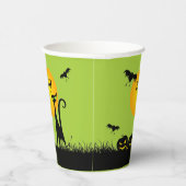 黒猫とこうもりハロウィーン 紙コップ (右)