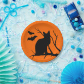 黒猫とこうもりハローウィンパーティプレート ペーパープレート (パーティー)