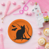 黒猫とこうもりハローウィンパーティプレート ペーパープレート (パーティー)