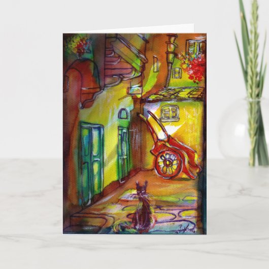 黒猫とのフィレンツェの中世の路地 シーズンカード (正面)