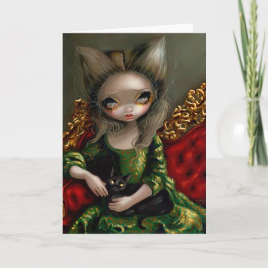 「黒猫とのプリンセス」グリーティングカード カード (正面)