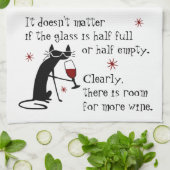 黒猫とのワインおもしろい引用文の入り口 キッチンタオル (折り畳み)