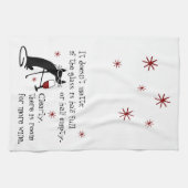 黒猫とのワインおもしろい引用文の入り口 キッチンタオル (横)