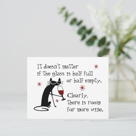 黒猫とのワインおもしろい引用文の入り口 ポストカード (スタンド正面)