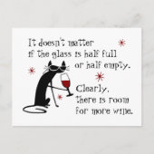 黒猫とのワインおもしろい引用文の入り口 ポストカード (正面)