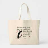 黒猫との引用文をおもしろいワインで知ろう ラージトートバッグ (正面)