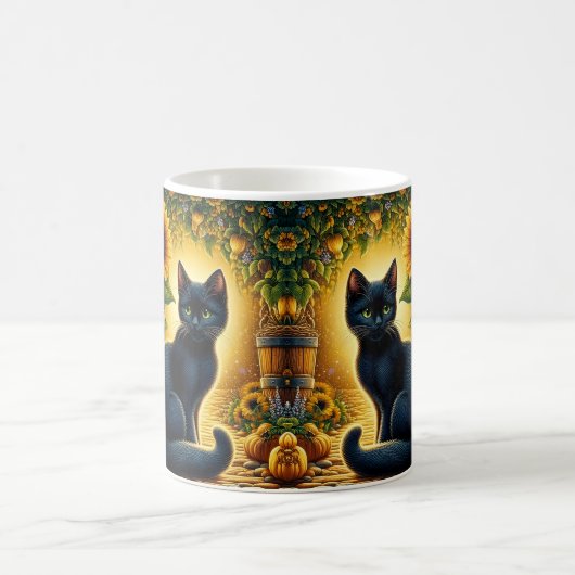 黒猫とひまわり コーヒーマグカップ (中央)