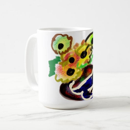 黒猫とひまわり コーヒーマグカップ (正面左)