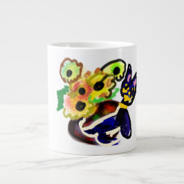 黒猫とひまわり ジャンボコーヒーマグカップ