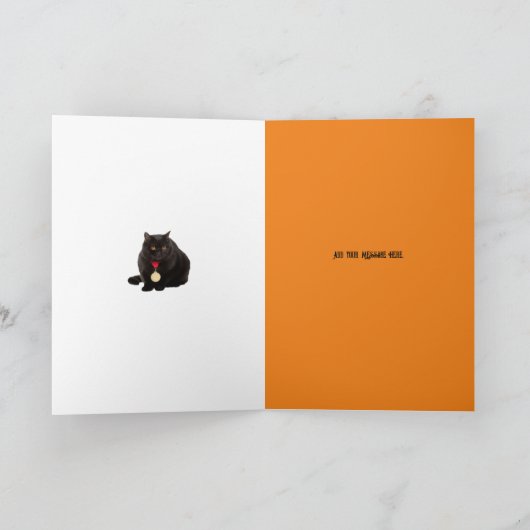 黒猫とひまわり、5" x 7" 折りたたみカード カード (内部)