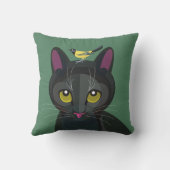 黒猫とイエローバード/黒猫2匹ベッド アウトドアクッション (裏面)