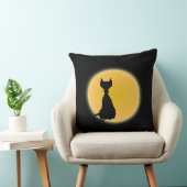 黒猫とイエロームーンハロウィンアート クッション (椅子)