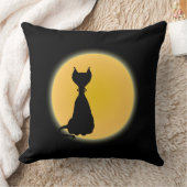 黒猫とイエロームーンハロウィンアート クッション (ブランケット)