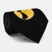 黒猫とイエロームーンハロウィンアート ネクタイ (ロール)
