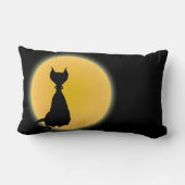黒猫とイエロームーンハロウィンアート ランバークッション (裏面)