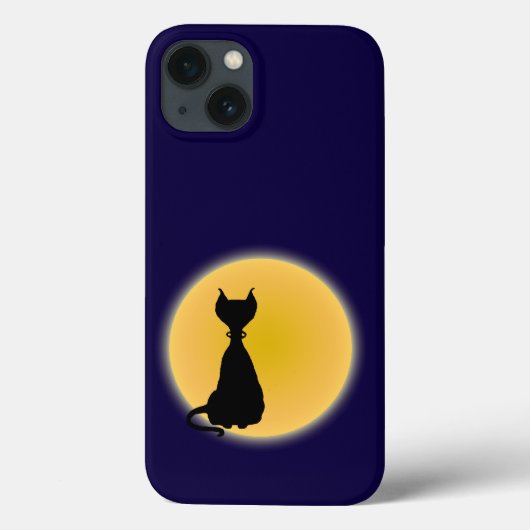 黒猫とイエロームーンハロウィンアート Case-Mate iPhoneケース (裏面)