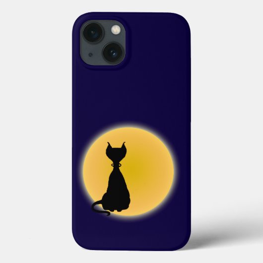 黒猫とイエロームーンハロウィンアート Case-Mate iPhoneケース (裏面)