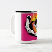 黒猫とオレンジ猫コーヒーマグ ツートーンマグカップ (正面左)