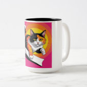 黒猫とオレンジ猫コーヒーマグ ツートーンマグカップ (正面右)