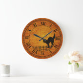 黒猫とオレンジ·シェニール ラージ壁時計 (ホーム)