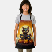 黒猫とカボチャかわいいハロウィーン エプロン (インサイチュ)