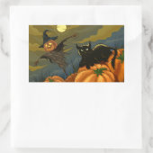 黒猫とカボチャのかかし 長方形シール (バッグ)