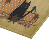 黒猫とカボチャのガラス板 カッティングボード (角)
