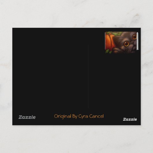 黒猫とカボチャのハロウィンはがき ポストカード (裏面)