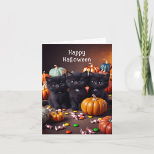 黒猫とカボチャのハロウィンナイトシーン カード