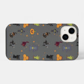 黒猫とカボチャのハロウィンパターン iPhoneケース (裏面横)