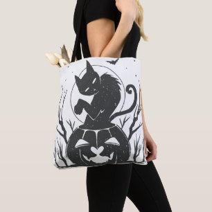 黒猫とカボチャのハロウィン トートバッグ