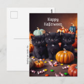 黒猫とカボチャのハロウィーンの夜景 ポストカード (正面/裏面)