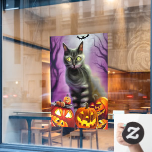 黒猫とカボチャのハロウィーン ウィンドウサイン