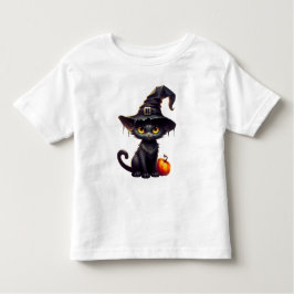 黒猫とカボチャのハロウィーン トドラーTシャツ