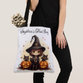 黒猫とカボチャの可愛い魔女 トートバッグ (クローズアップ)