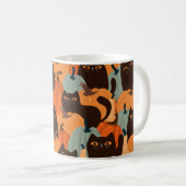 黒猫とカボチャの継ぎ目のないかわいい柄 コーヒーマグカップ (正面右)