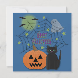 黒猫とカボチャは怖くないハロウィン 招待状